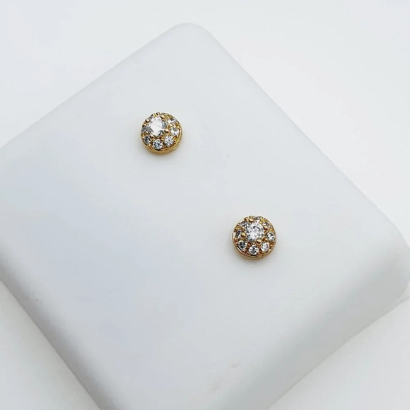 "14K Gold Plated Cubic Zircon Earrings, INUS1BR043 - Picture 7 of 9